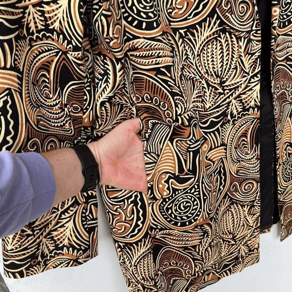 Ellen Tracy Blazer 14 NWOT Tribal Print Cotton Blend Long Jacket - Picture 5 of 8